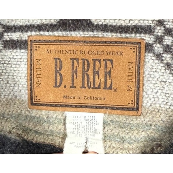 B Free Mens Brown M Julian Leather Trim Southwest Aztec Blanket Jacket Medium - Picture 4 of 6